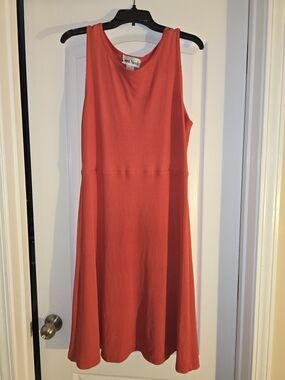 Coral Sleeveless Fit-and-Flare Midi Dress